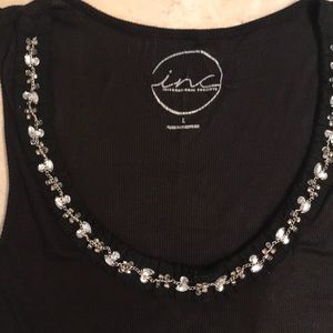 Black Rhinestone embellished tank top